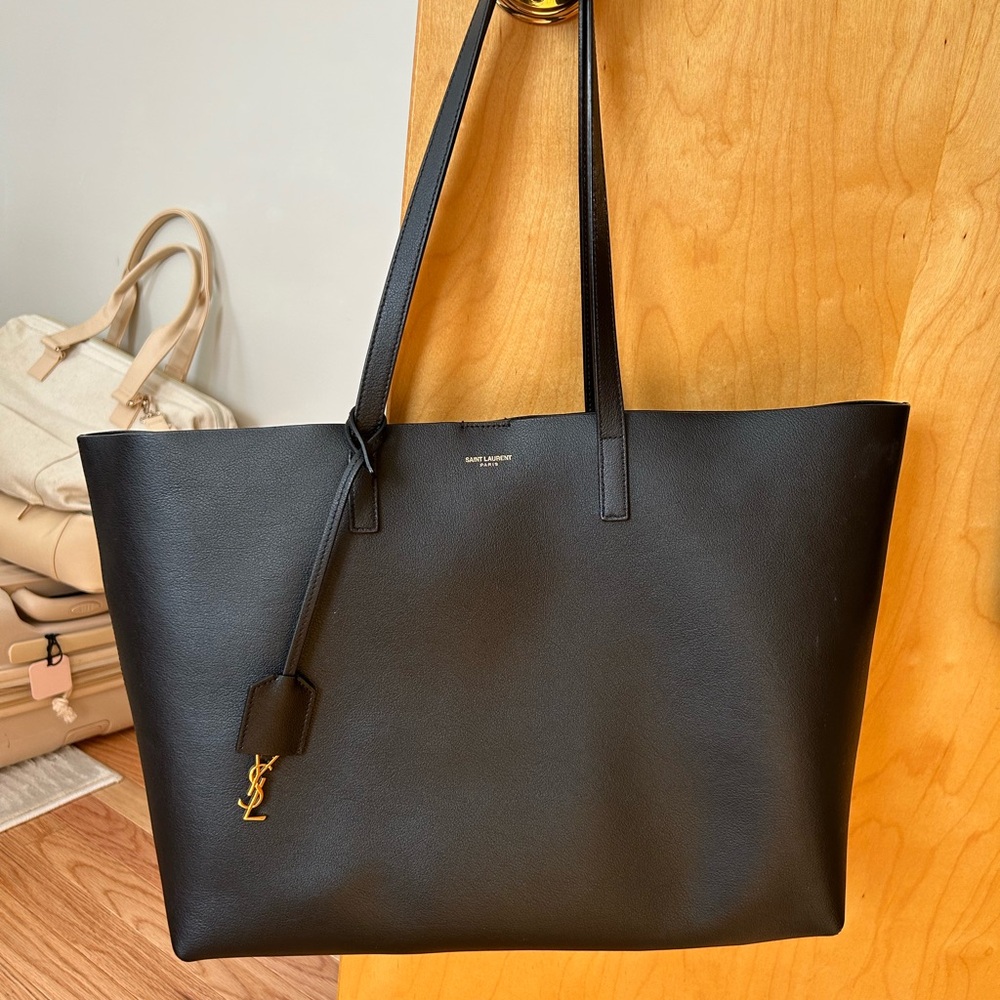 Saint Laurent Black Structured Tote Bag
